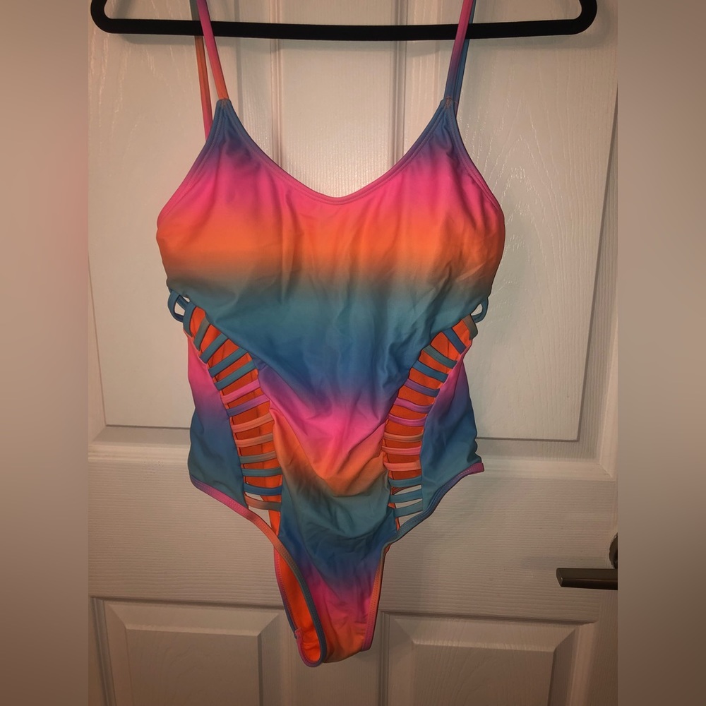 Neon one piece swimsuit size large